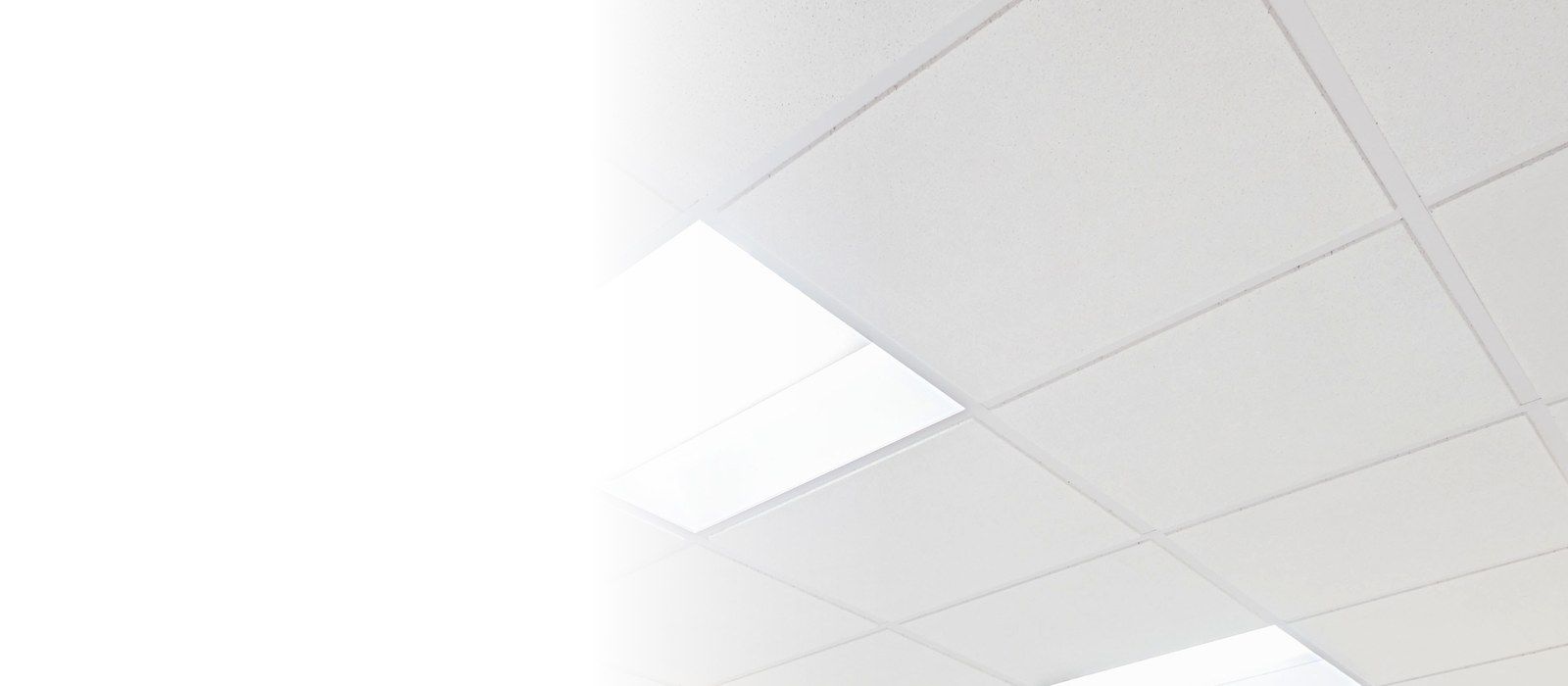 Suspended ceiling tiles and grid with LED panels